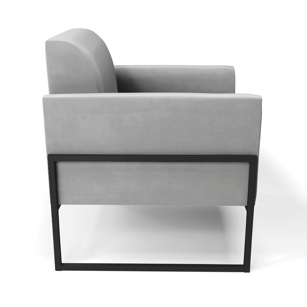 Kit 2 Poltronas Base Industrial Alta Preto Marisa Suede Cinza D03 - D?Rossi