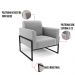 Kit 2 Poltronas Base Industrial Alta Preto Marisa Suede Cinza D03 - D?Rossi