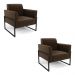 Kit 2 Poltronas Base Industrial Alta Preto Marisa Suede Marrom D03 - D?Rossi