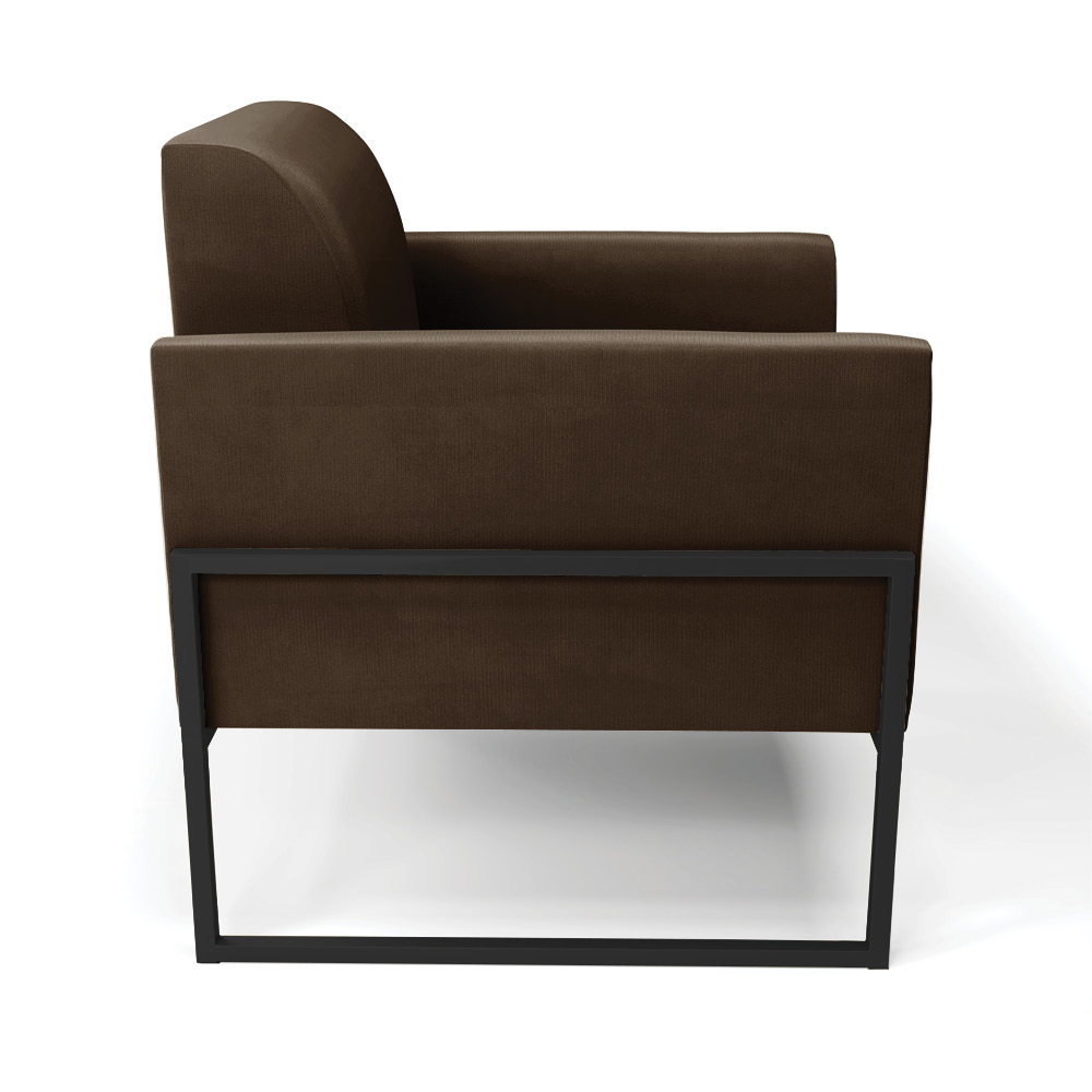Kit 2 Poltronas Base Industrial Alta Preto Marisa Suede Marrom D03 - D?Rossi