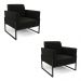 Kit 2 Poltronas Base Industrial Alta Preto Marisa Suede Preto D03 - D?Rossi