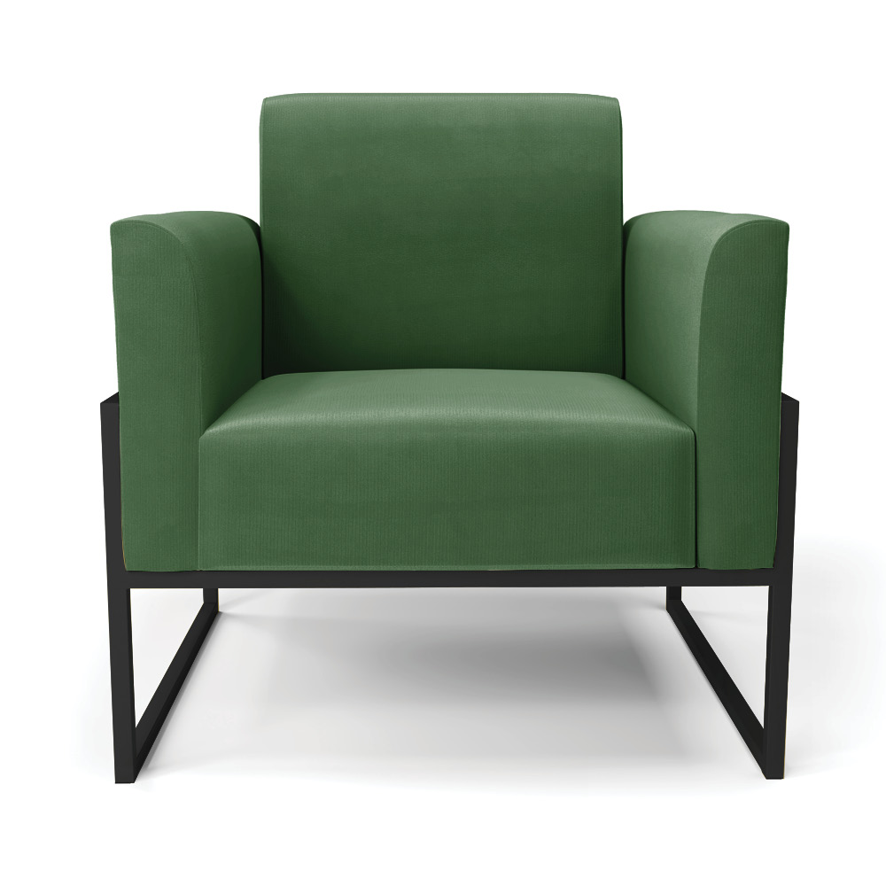 Kit 2 Poltronas Base Industrial Alta Preto Marisa Suede Verde D03 - D?Rossi