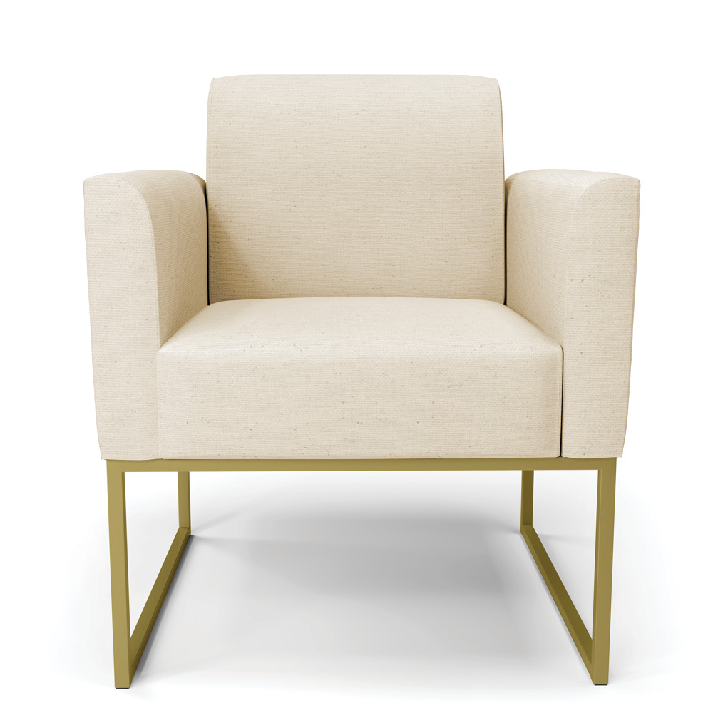 Kit 2 Poltronas Base Industrial Dourado Marisa Linho D03 - D'Rossi