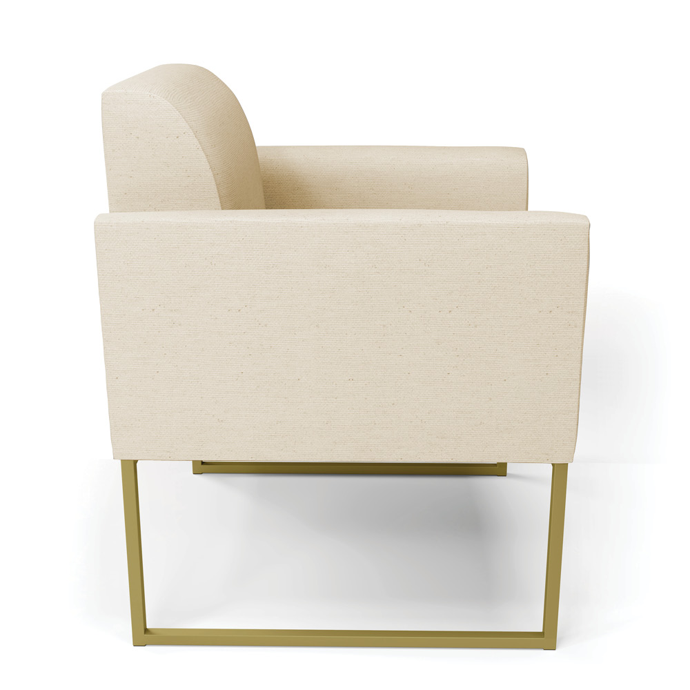Kit 2 Poltronas Base Industrial Dourado Marisa Linho D03 - D'Rossi