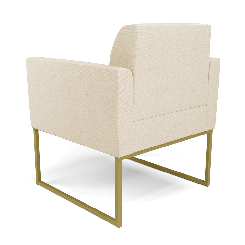 Kit 2 Poltronas Base Industrial Dourado Marisa Linho D03 - D'Rossi