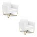 Kit 2 Poltronas Base X Industrial Dourado Marisa Corano Branco  D03 - D'Rossi