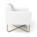 Kit 2 Poltronas Base X Industrial Dourado Marisa Corano Branco  D03 - D'Rossi