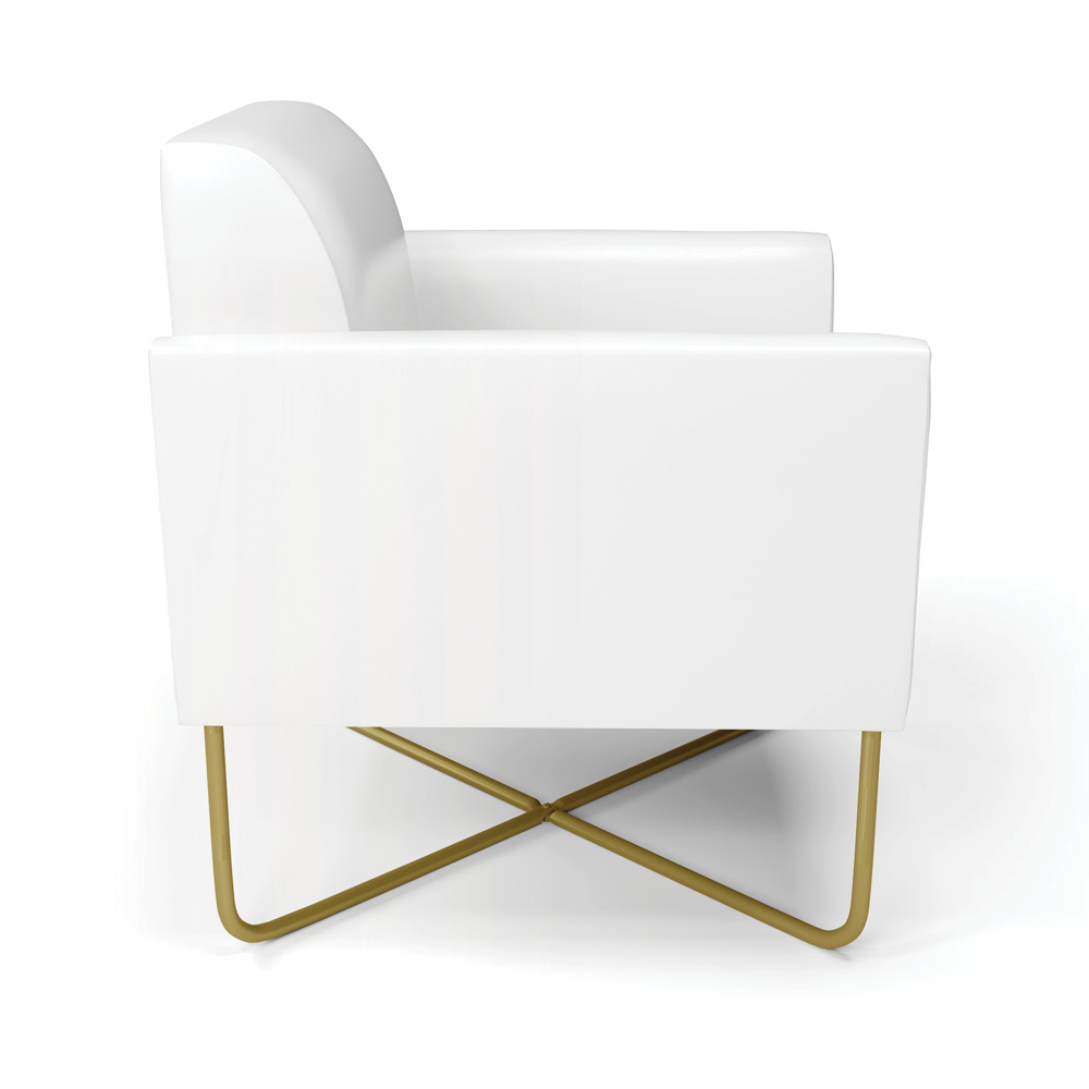 Kit 2 Poltronas Base X Industrial Dourado Marisa Corano Branco  D03 - D'Rossi