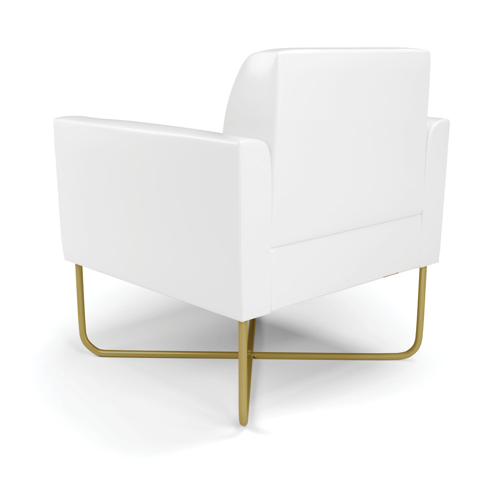 Kit 2 Poltronas Base X Industrial Dourado Marisa Corano Branco  D03 - D'Rossi