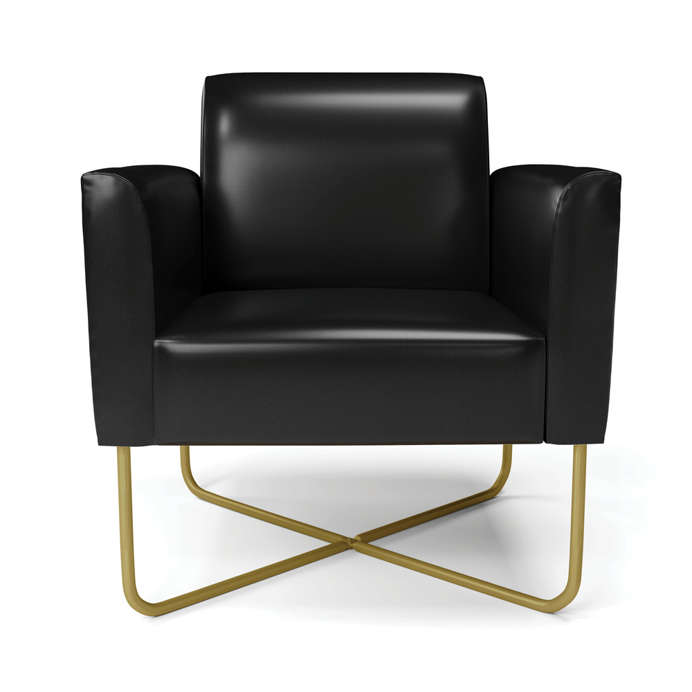 Kit 2 Poltronas Base X Industrial Dourado Marisa Corano Preto  D03 - D'Rossi