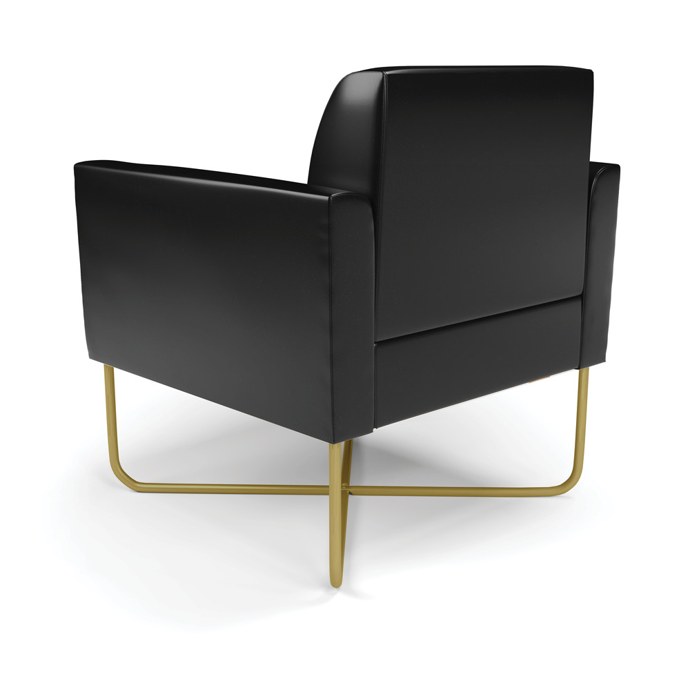 Kit 2 Poltronas Base X Industrial Dourado Marisa Corano Preto  D03 - D'Rossi
