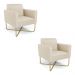 Kit 2 Poltronas Base X Industrial Dourado Marisa Corino Bege  D03 - D'Rossi