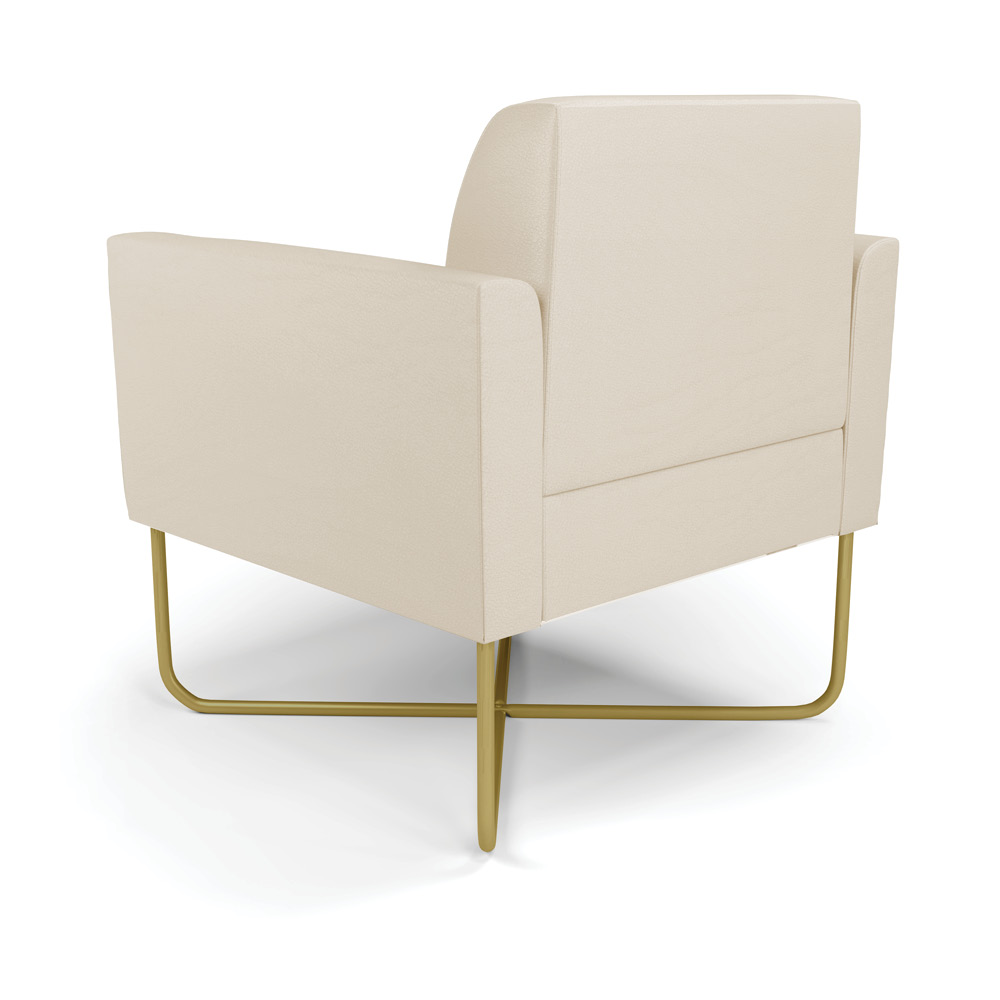 Kit 2 Poltronas Base X Industrial Dourado Marisa Corino Bege  D03 - D'Rossi