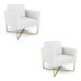 Kit 2 Poltronas Base X Industrial Dourado Marisa Corino Branco  D03 - D'Rossi