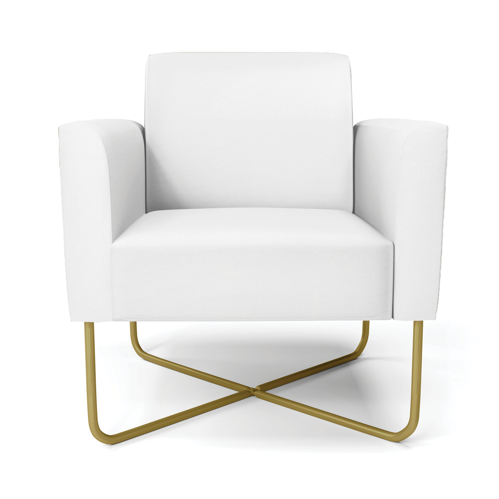 Kit 2 Poltronas Base X Industrial Dourado Marisa Corino Branco  D03 - D'Rossi