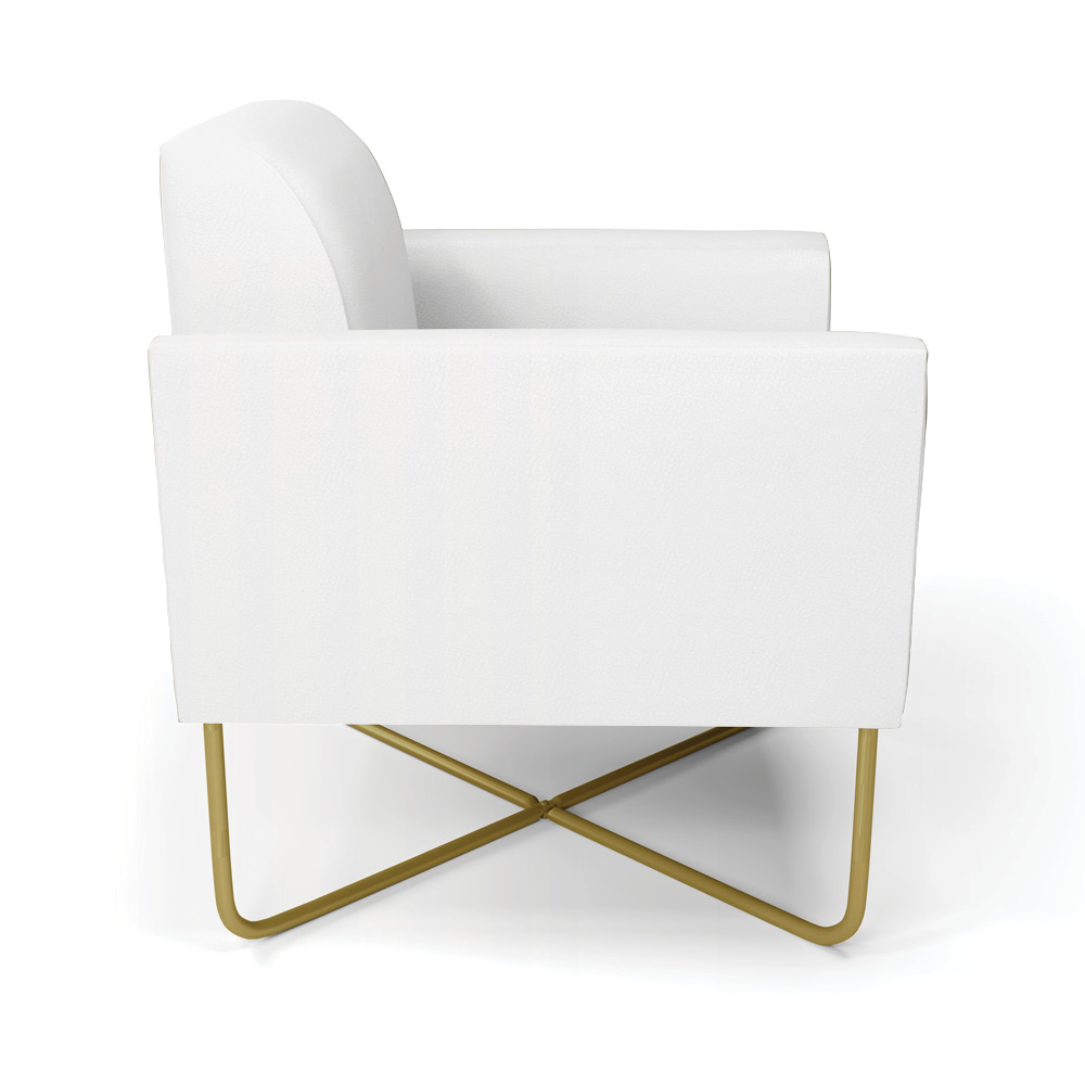 Kit 2 Poltronas Base X Industrial Dourado Marisa Corino Branco  D03 - D'Rossi