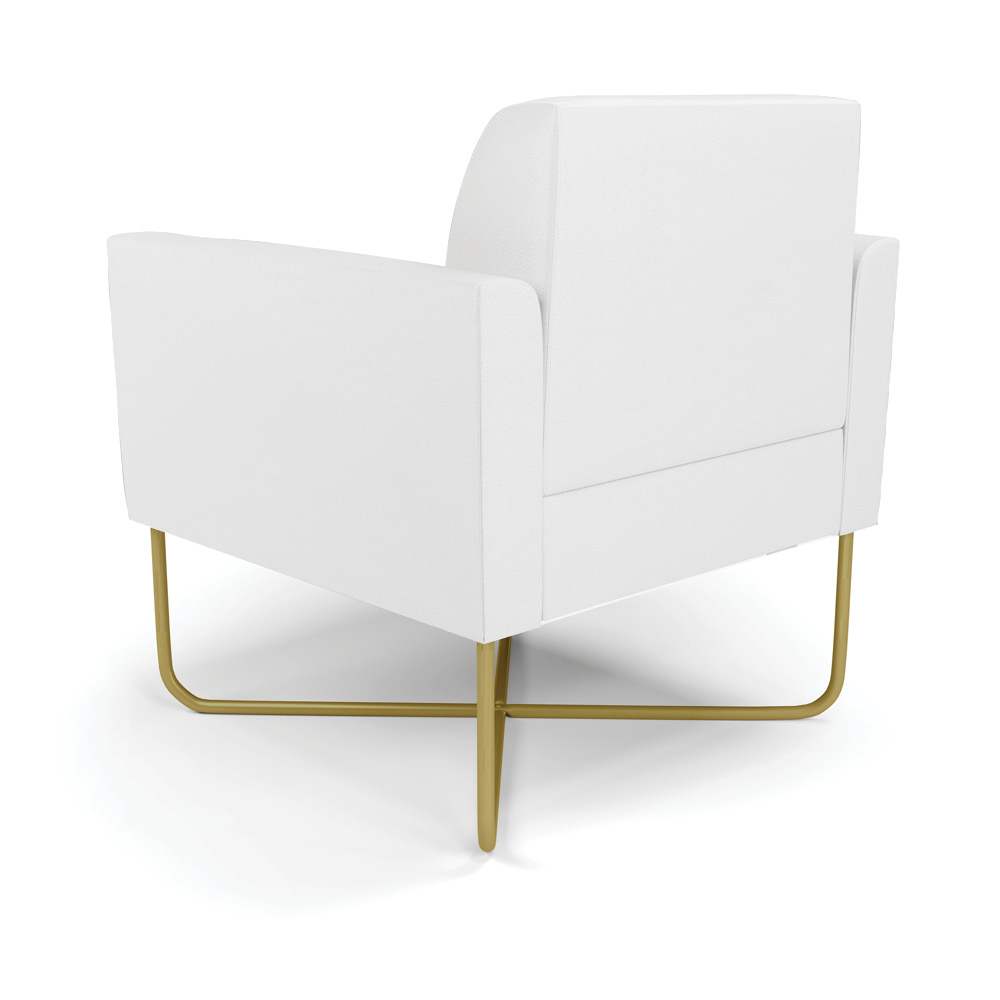 Kit 2 Poltronas Base X Industrial Dourado Marisa Corino Branco  D03 - D'Rossi