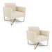 Kit 2 Poltronas Base X Industrial Dourado Marisa Linho Bege A19  D03 - D'Rossi