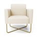 Kit 2 Poltronas Base X Industrial Dourado Marisa Linho Bege A19  D03 - D'Rossi