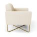Kit 2 Poltronas Base X Industrial Dourado Marisa Linho Bege A19  D03 - D'Rossi