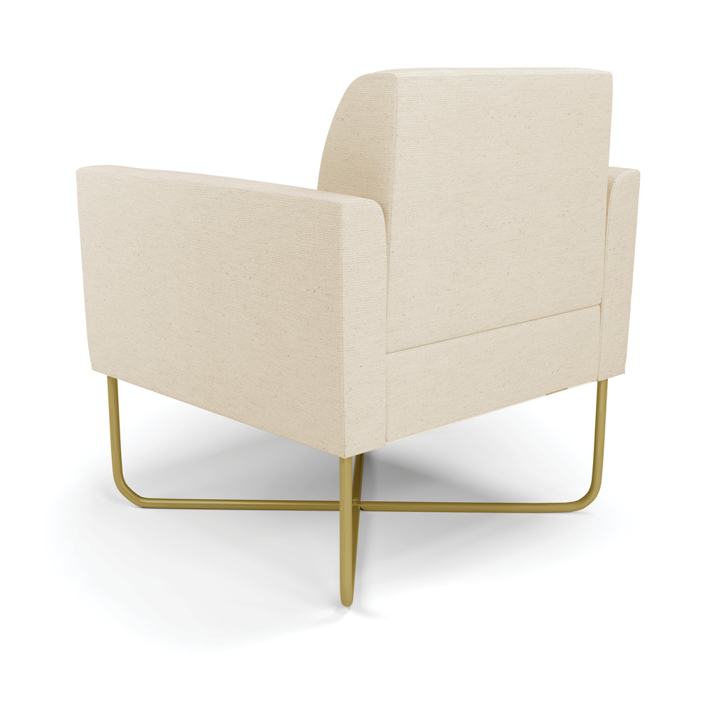 Kit 2 Poltronas Base X Industrial Dourado Marisa Linho Bege A19  D03 - D'Rossi