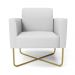 Kit 2 Poltronas Base X Industrial Dourado Marisa Linho Cinza A05  D03 - D'Rossi