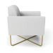 Kit 2 Poltronas Base X Industrial Dourado Marisa Linho Cinza A05  D03 - D'Rossi
