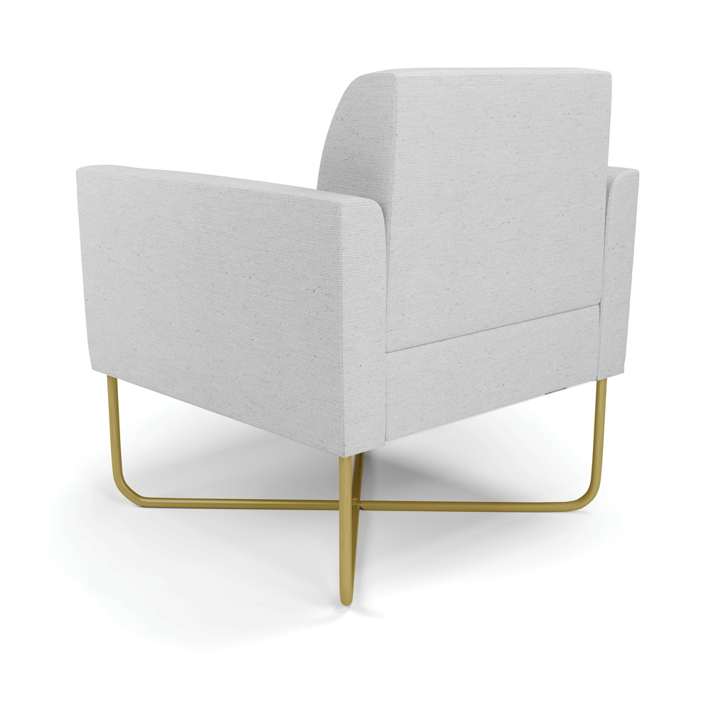 Kit 2 Poltronas Base X Industrial Dourado Marisa Linho Cinza A05  D03 - D'Rossi