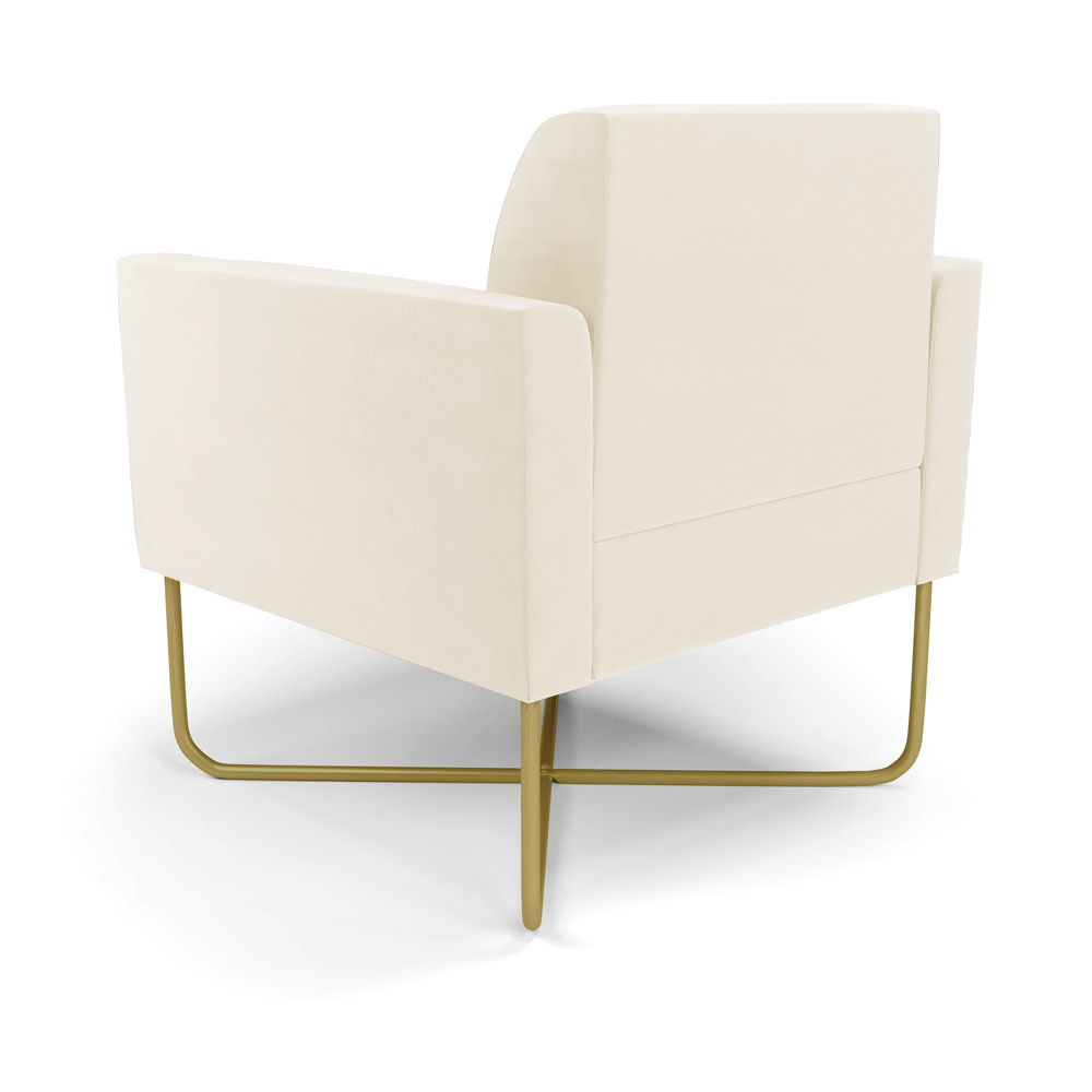 Kit 2 Poltronas Base X Industrial Dourado Marisa Veludo Bege  D03 - D'Rossi