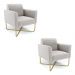 Kit 2 Poltronas Base X Industrial Dourado Marisa Veludo Cinza  D03 - D'Rossi