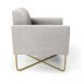 Kit 2 Poltronas Base X Industrial Dourado Marisa Veludo Cinza  D03 - D'Rossi