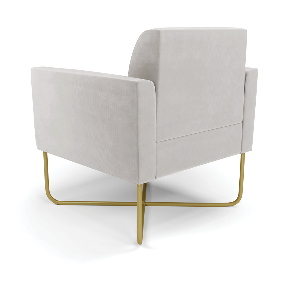 Kit 2 Poltronas Base X Industrial Dourado Marisa Veludo Cinza  D03 - D'Rossi