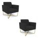 Kit 2 Poltronas Base X Industrial Dourado Marisa Veludo Preto  D03 - D'Rossi