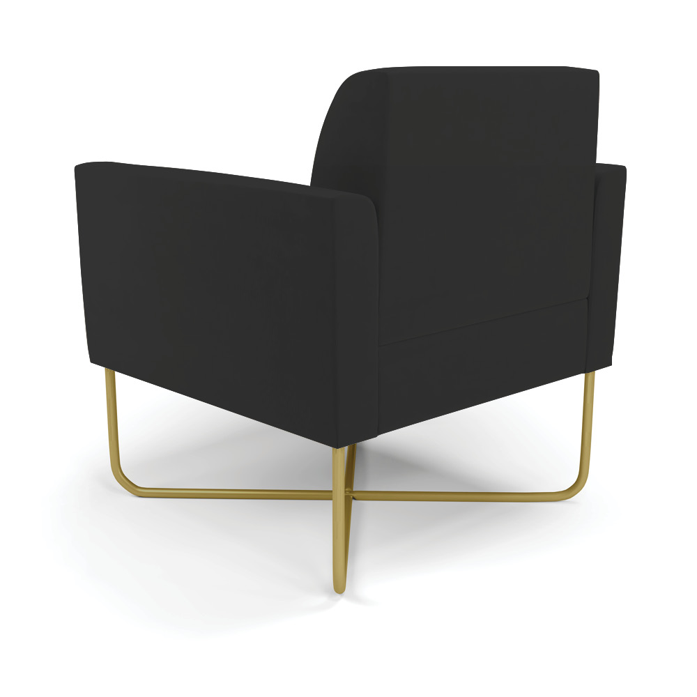 Kit 2 Poltronas Base X Industrial Dourado Marisa Veludo Preto  D03 - D'Rossi