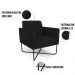 Kit 2 Poltronas Base X Industrial Preto Marisa Linho Preto A79 D03 - D'Rossi