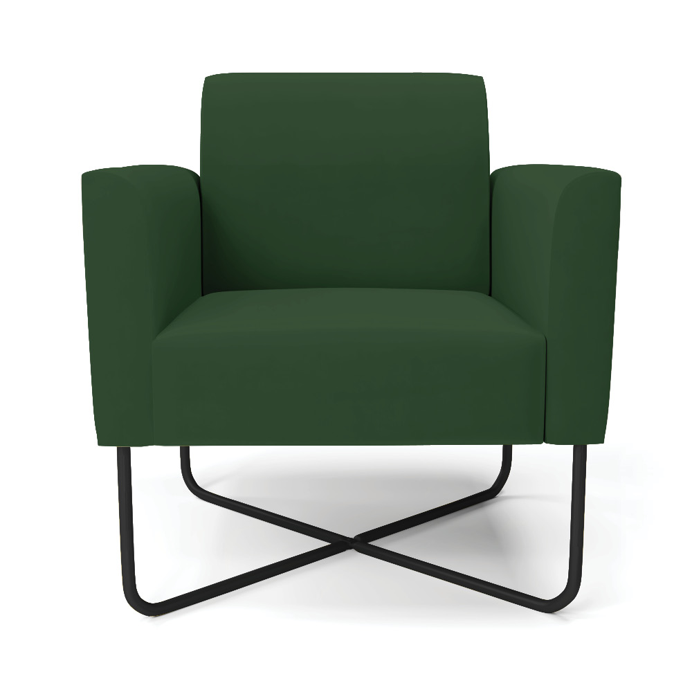 Kit 2 Poltronas Base X Industrial Preto Marisa Veludo Verde D03 - D'Rossi