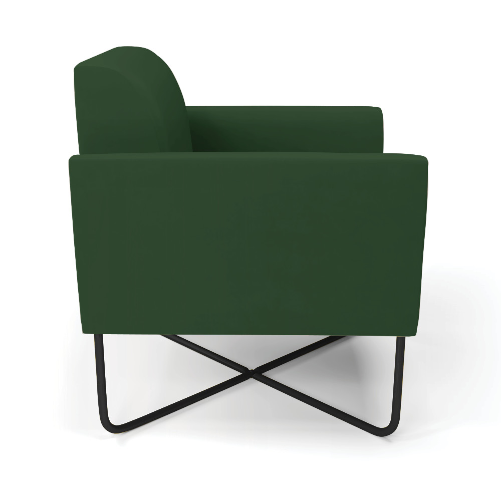 Kit 2 Poltronas Base X Industrial Preto Marisa Veludo Verde D03 - D'Rossi