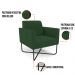 Kit 2 Poltronas Base X Industrial Preto Marisa Veludo Verde D03 - D'Rossi
