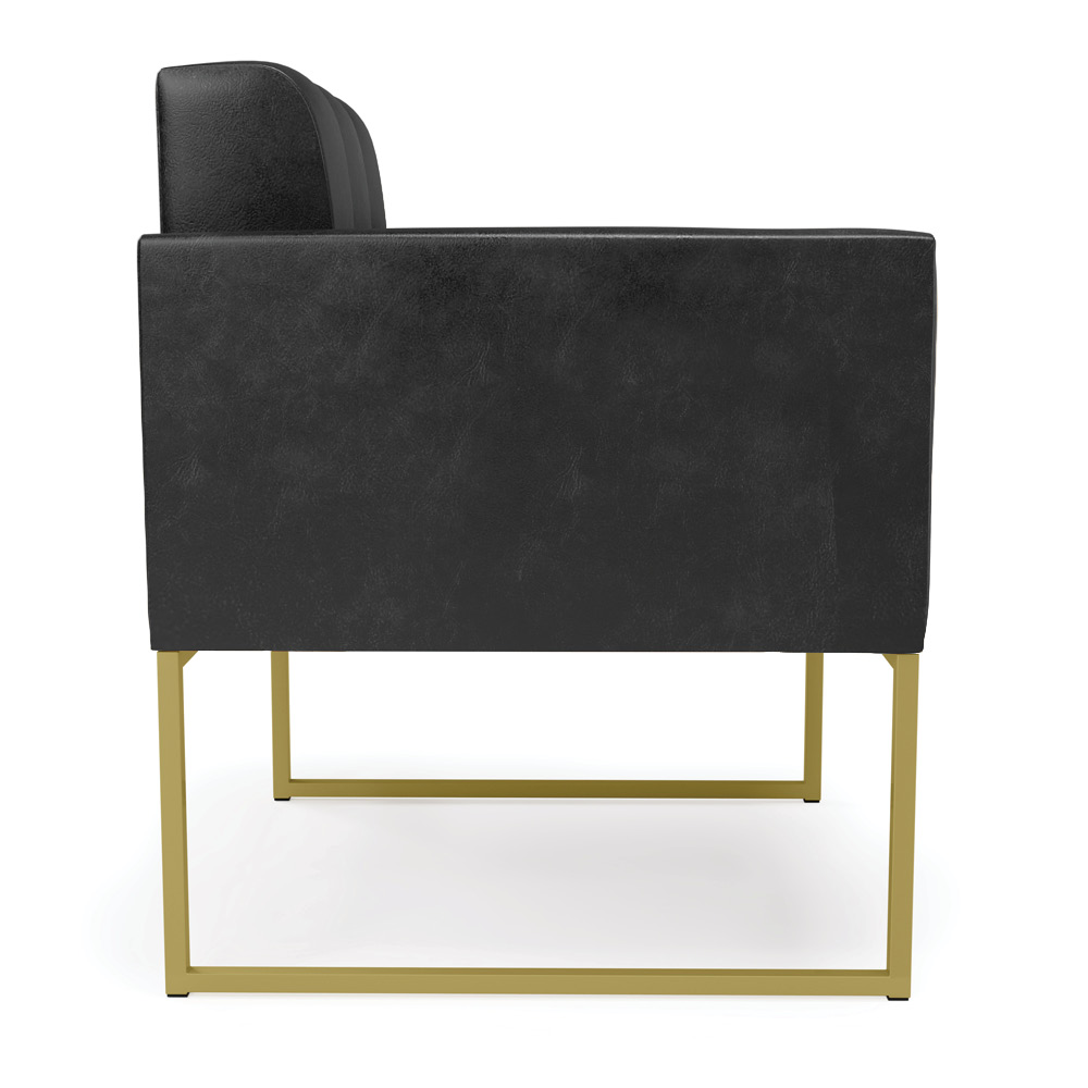 Kit 2 Poltronas Elisa Corano Preto Base Metálica Industrial Dourado D03 - D'Rossi