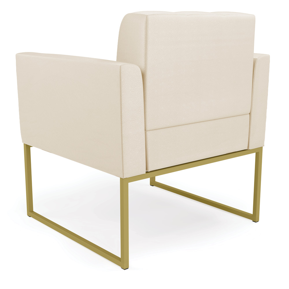 Kit 2 Poltronas Elisa Corino Bege Base Metálica Industrial Dourado D03 - D'Rossi