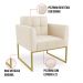 Kit 2 Poltronas Elisa Corino Bege Base Metálica Industrial Dourado D03 - D'Rossi