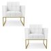 Kit 2 Poltronas Elisa Corino Branco Base Metálica Industrial Dourado D03 - D'Rossi