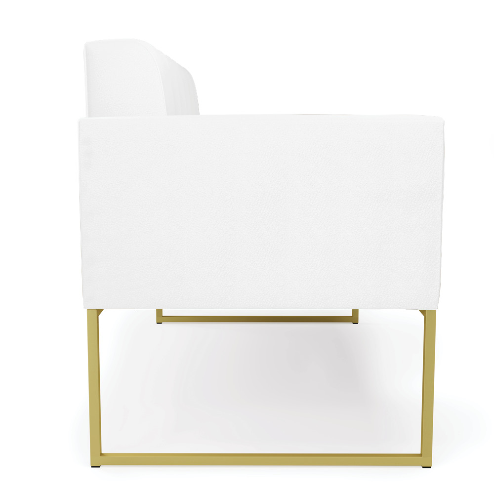 Kit 2 Poltronas Elisa Corino Branco Base Metálica Industrial Dourado D03 - D'Rossi