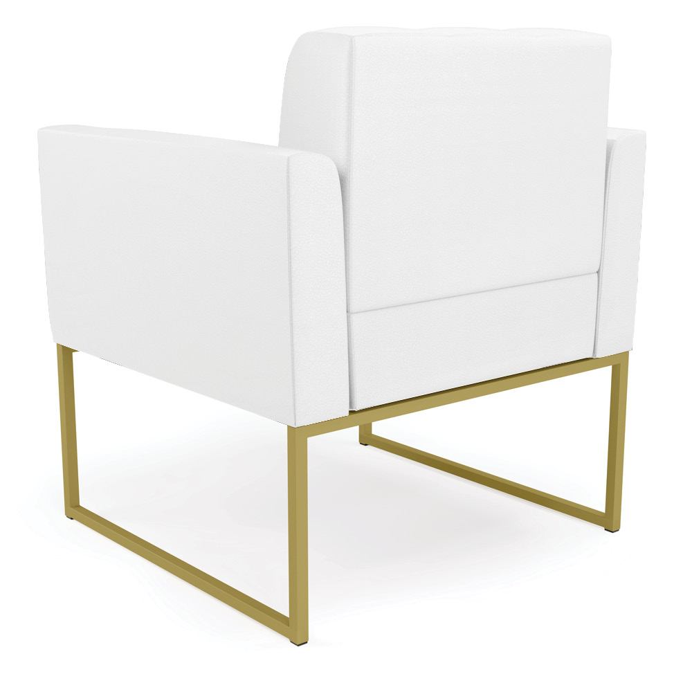 Kit 2 Poltronas Elisa Corino Branco Base Metálica Industrial Dourado D03 - D'Rossi