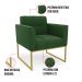 Kit 2 Poltronas Elisa Suede Verde Base Metálica Industrial Dourada - D'Rossi