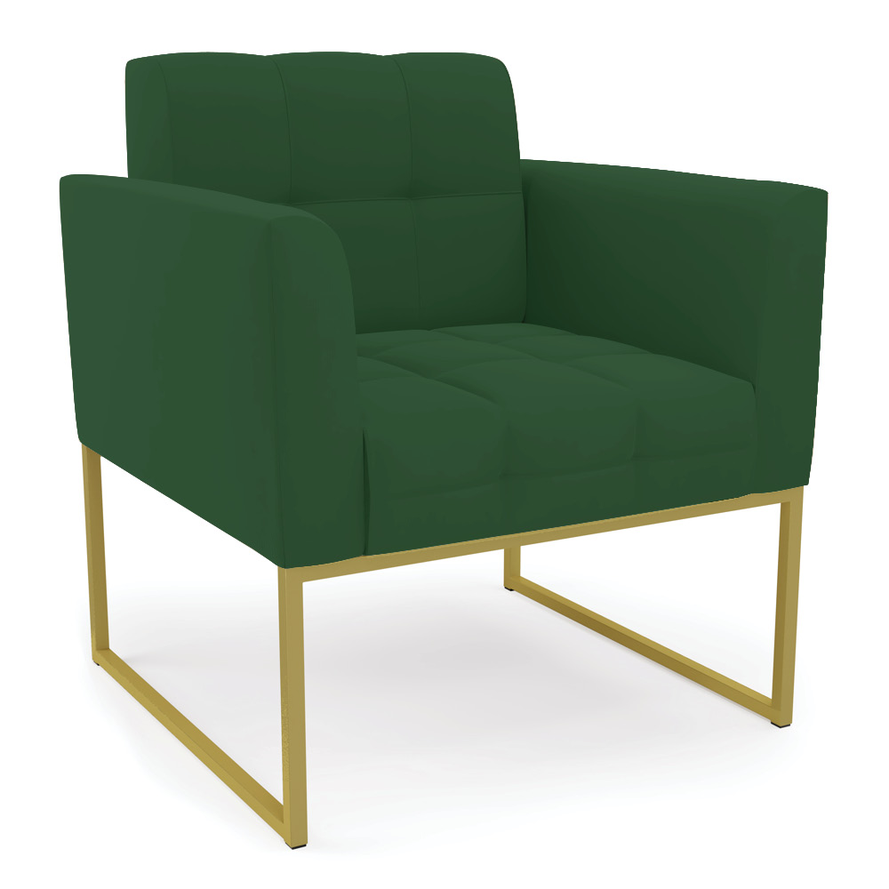 Kit 2 Poltronas Elisa Veludo Verde Base Metálica Industrial Dourado - D'Rossi