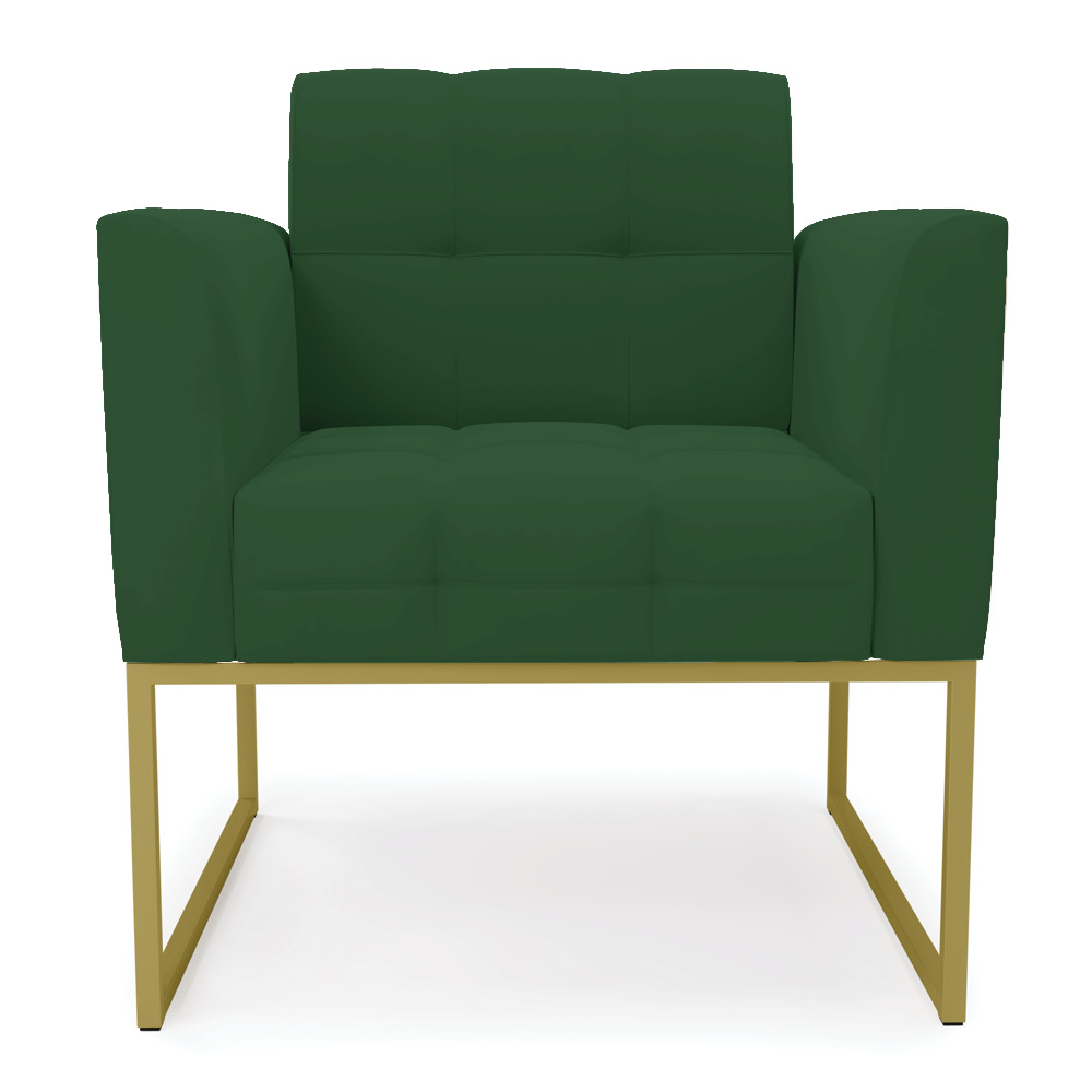 Kit 2 Poltronas Elisa Veludo Verde Base Metálica Industrial Dourado - D'Rossi