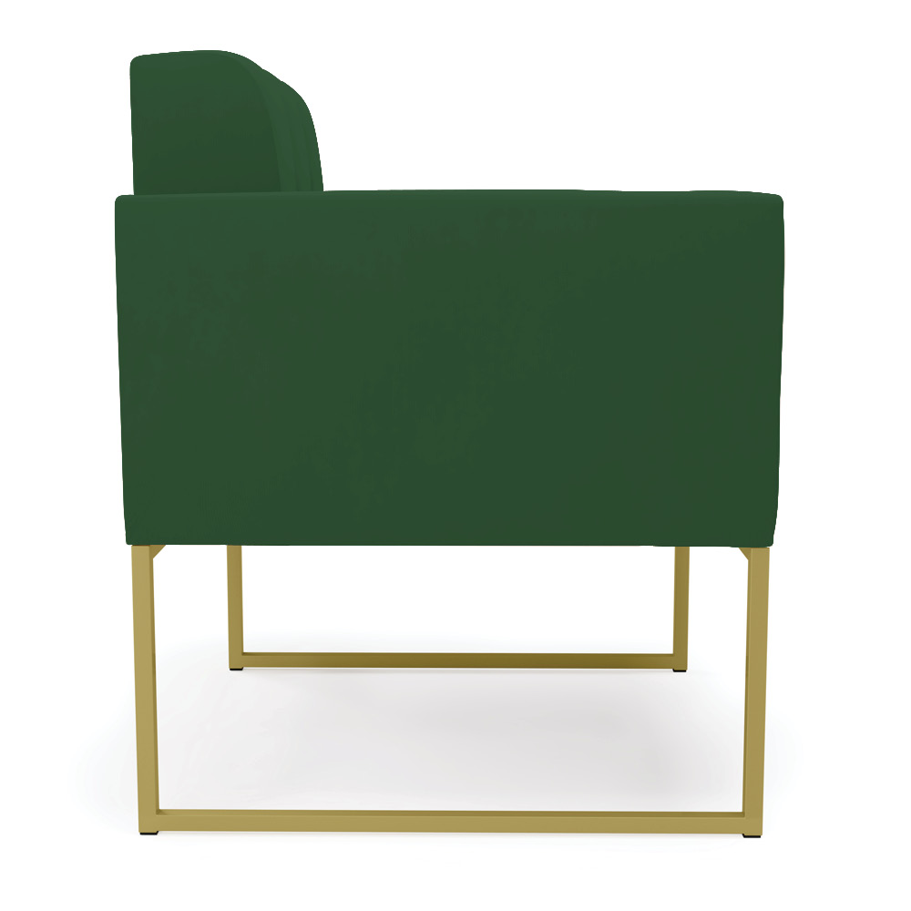 Kit 2 Poltronas Elisa Veludo Verde Base Metálica Industrial Dourado - D'Rossi