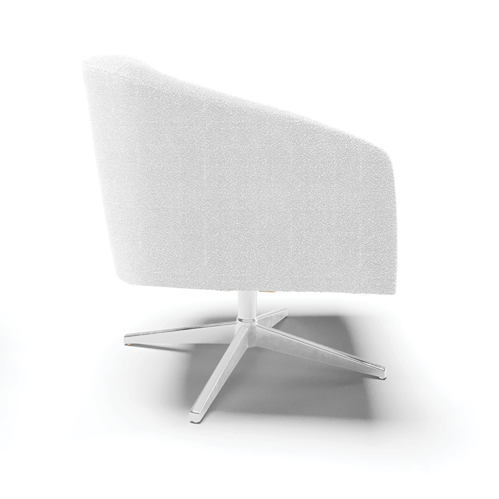 Kit 2 Poltronas Giratória Stella Bouclê Off White Base Cromada - D'Rossi