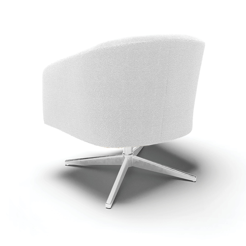 Kit 2 Poltronas Giratória Stella Bouclê Off White Base Cromada - D'Rossi